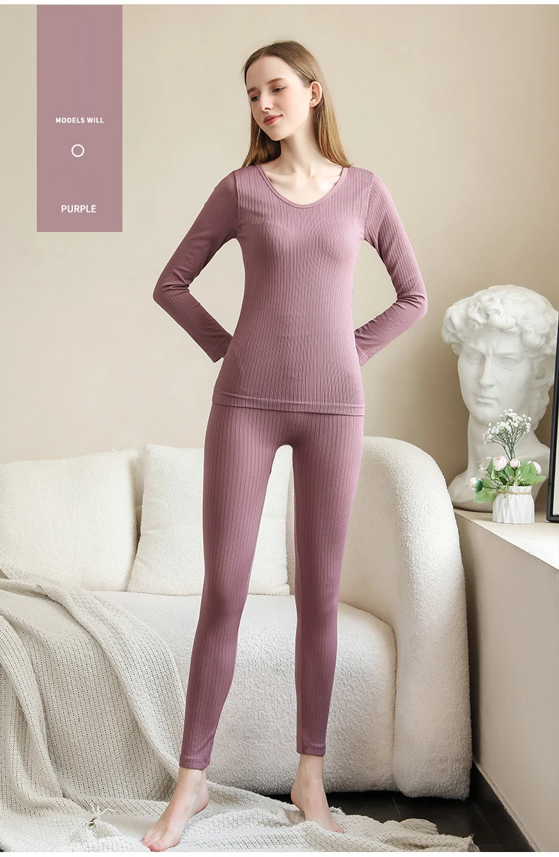 2-teiliges warmes Thermo-Unterwäscheset für Damen, sexy Unterwäsche, lange Unterhosen, Herbst-Winter-Thermo-Set, Damenkleidung mit mittelhohem Kragen und formgebendem Design. – Detail 19
