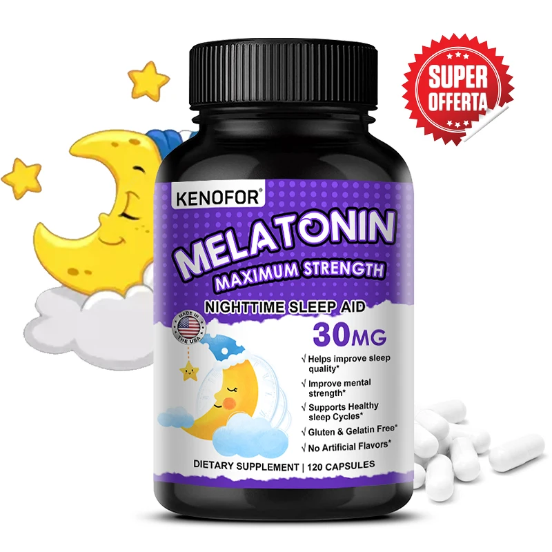 Cápsulas para dormir de melatonina de 30 mg: suplemento para dormir para hombres y mujeres, para un sueño profundo reparador, promueve el sueño y la relajación
