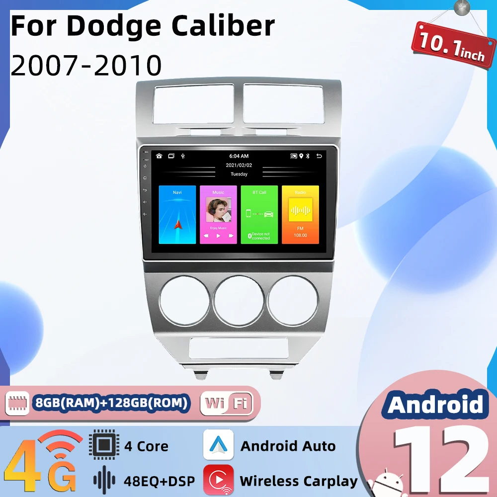 

2-диночный Android автомобильный радиоприемник для Dodge Caliber 2007-2010 10,1-дюймовый экран автомобильный GPS-навигатор мультимедийный аудио головное устройство авторадио