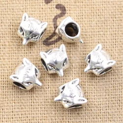 30pcs 10x7x9mm Wolf Fox 4.5mm Big Hole Bead Charm Fits Antique Silver Color Charm Bracelets Wholesale DIY Making fit