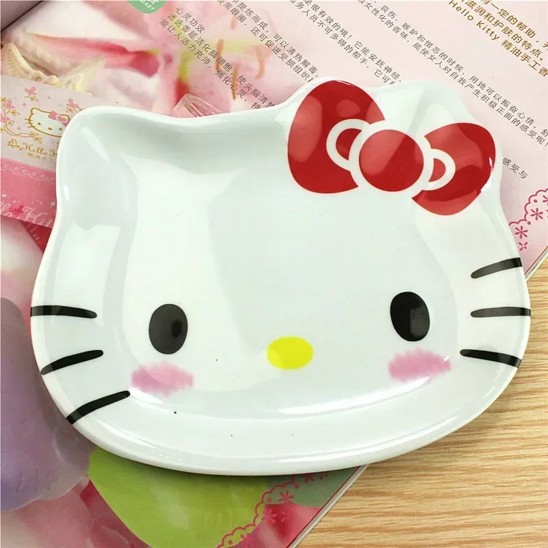 Sanrio My Melody Hello Kitty Kids Dinner Plate Anime Baby Children Kawaii Saucer Tableware Cute Fruit Plates Cartoon Snacks Tray