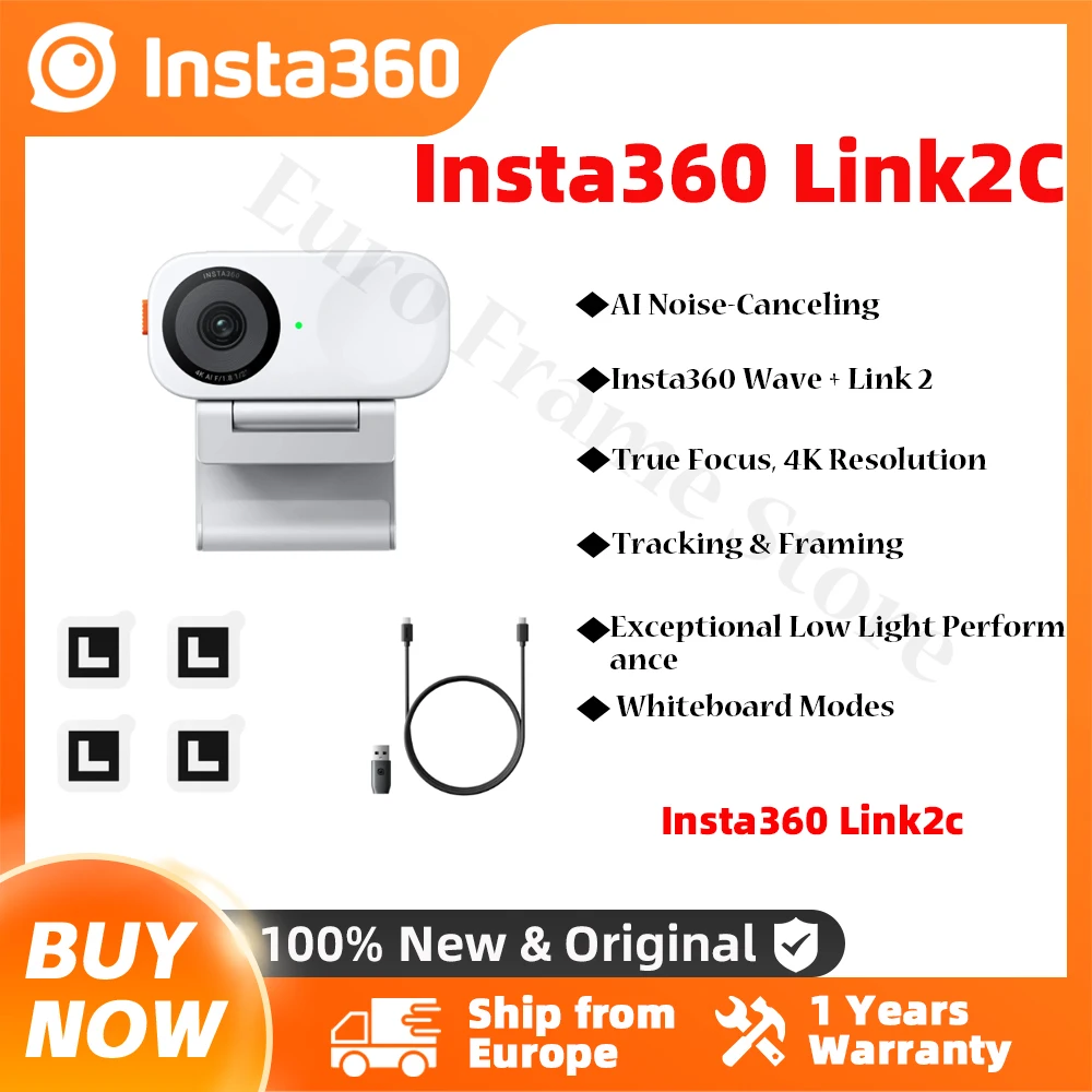 Insta360 Link 2C Insta360 Link 2C Webcam für PC Mac AI Noise-Cancelling Mic Gestensteuerung