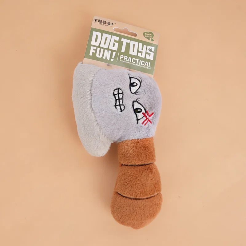Funny Face Plush Dog Toy Squeaky Interactive Puppy Toys Soft Stuffed Chew Toys for Boredom Relief Self Entertaining Pet Toys - view 4