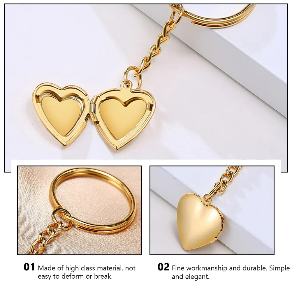 1Pcs Heart Photo Box Keychain Fine Workmanship Stainless Steel Opening Key Ring for Keys Knapsack DIY Mini Picture Frame