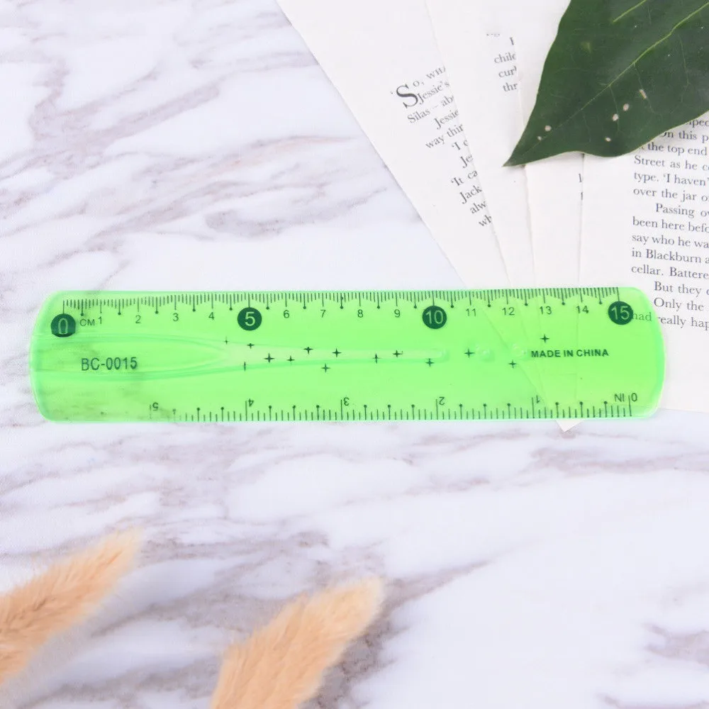 High Quality Plastic Flexible Ruler Tape Measure 15cm Centimeters and Inches Ruler Straight Ruler Office School Supplies