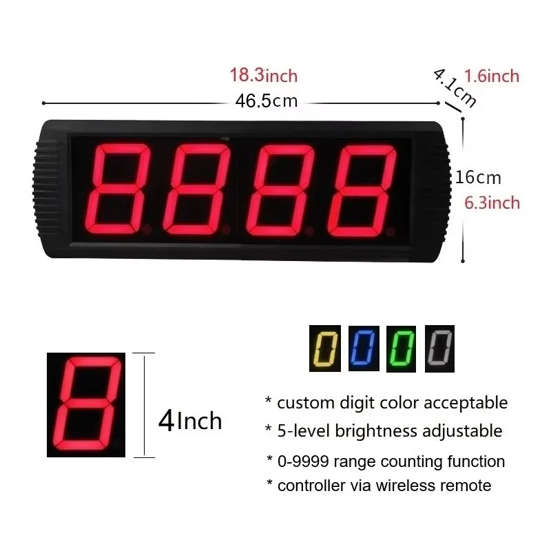 GI4D-4R Large 4-inch LED Display Manual Remote Control Digital Counter Can Count To 9999 Support Automatic Counting