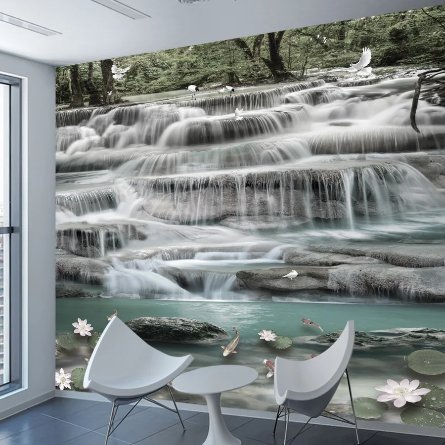 Custom Removable Peel and Stick Wallpaper for Bedroom Decoration Waterfall Contact Wall Papers Home Decor Sofa TV Mural Covering