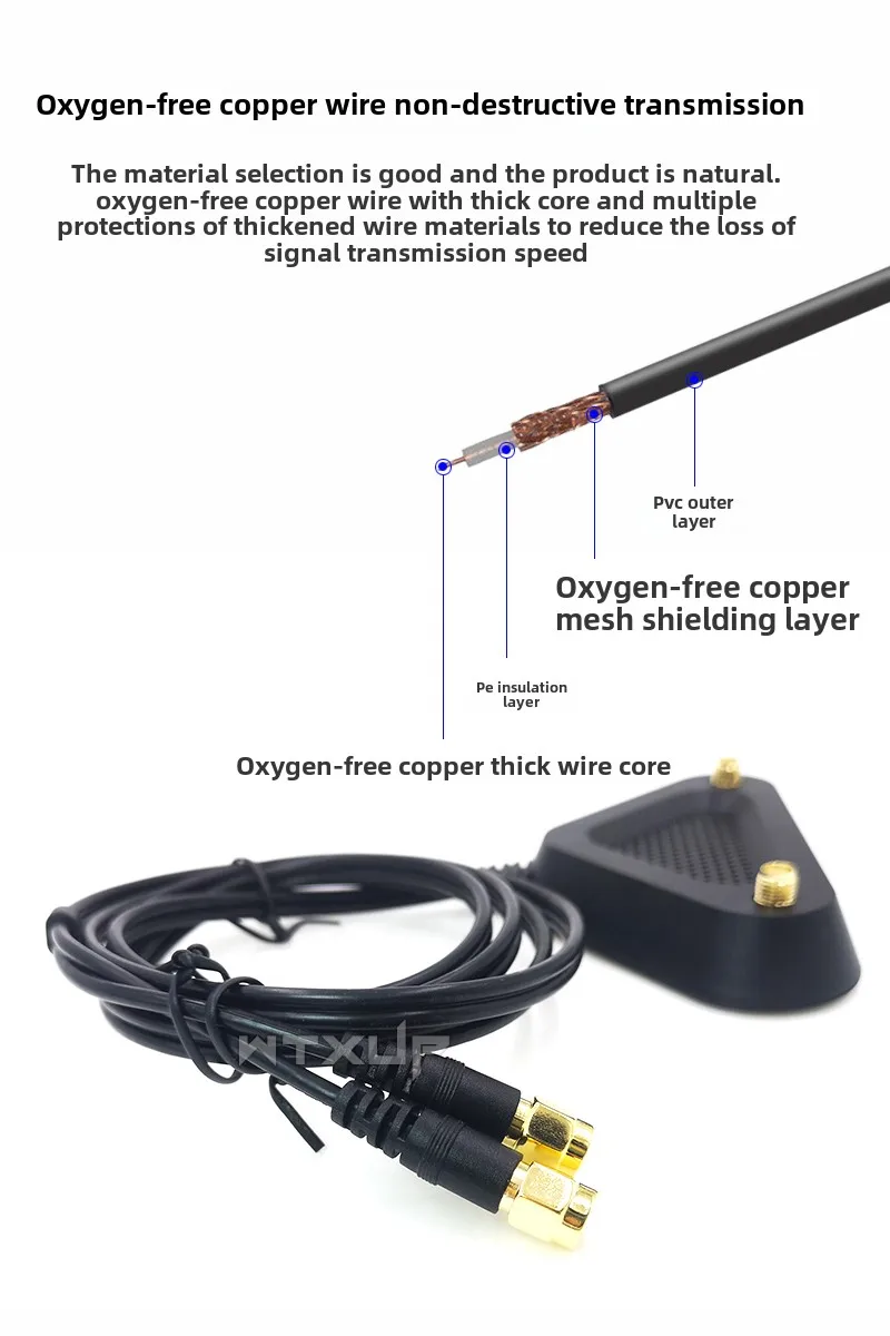 WIFI6E Router Desktop Wireless Network Card External Dual Band Extension Cable Antenna with Magnetic Base 8DB/10DB SMA Male