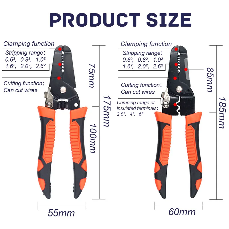 Wire Stripper Cutting Wire Stripping Crimping Pliers Multi Functional Ring Crimpper Electrician Peel Network Cable Stripper Tool