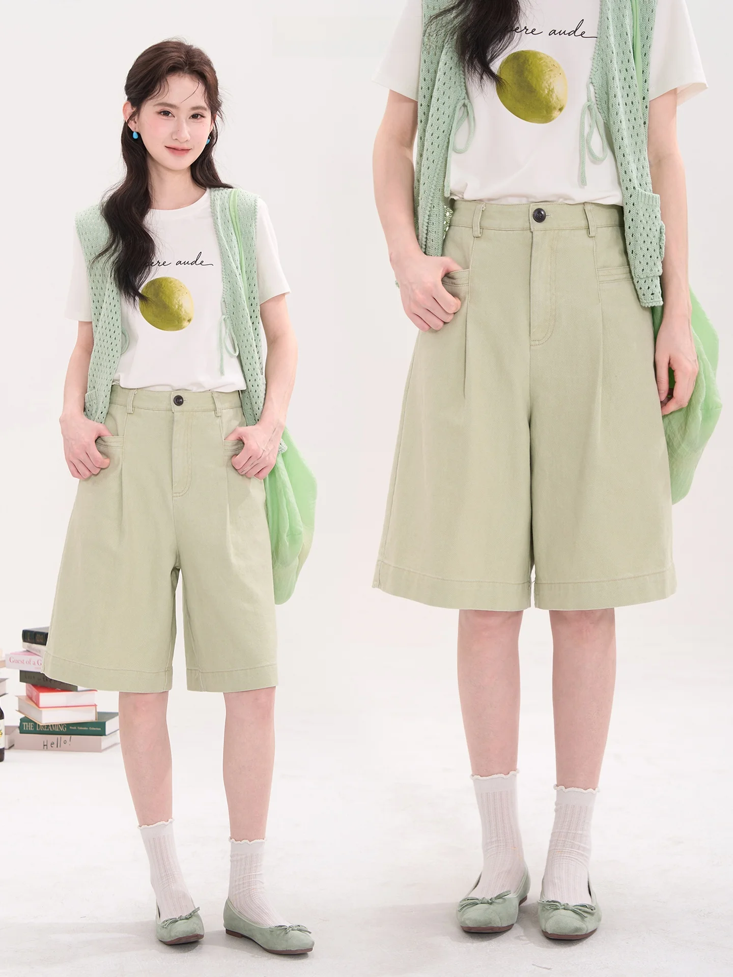 

High Waist Straight Leg Jeans Women's Casual Five-Quarter Pants Spring Summer Cotton Denim Button Fly No Stretch Ladies' Jeans