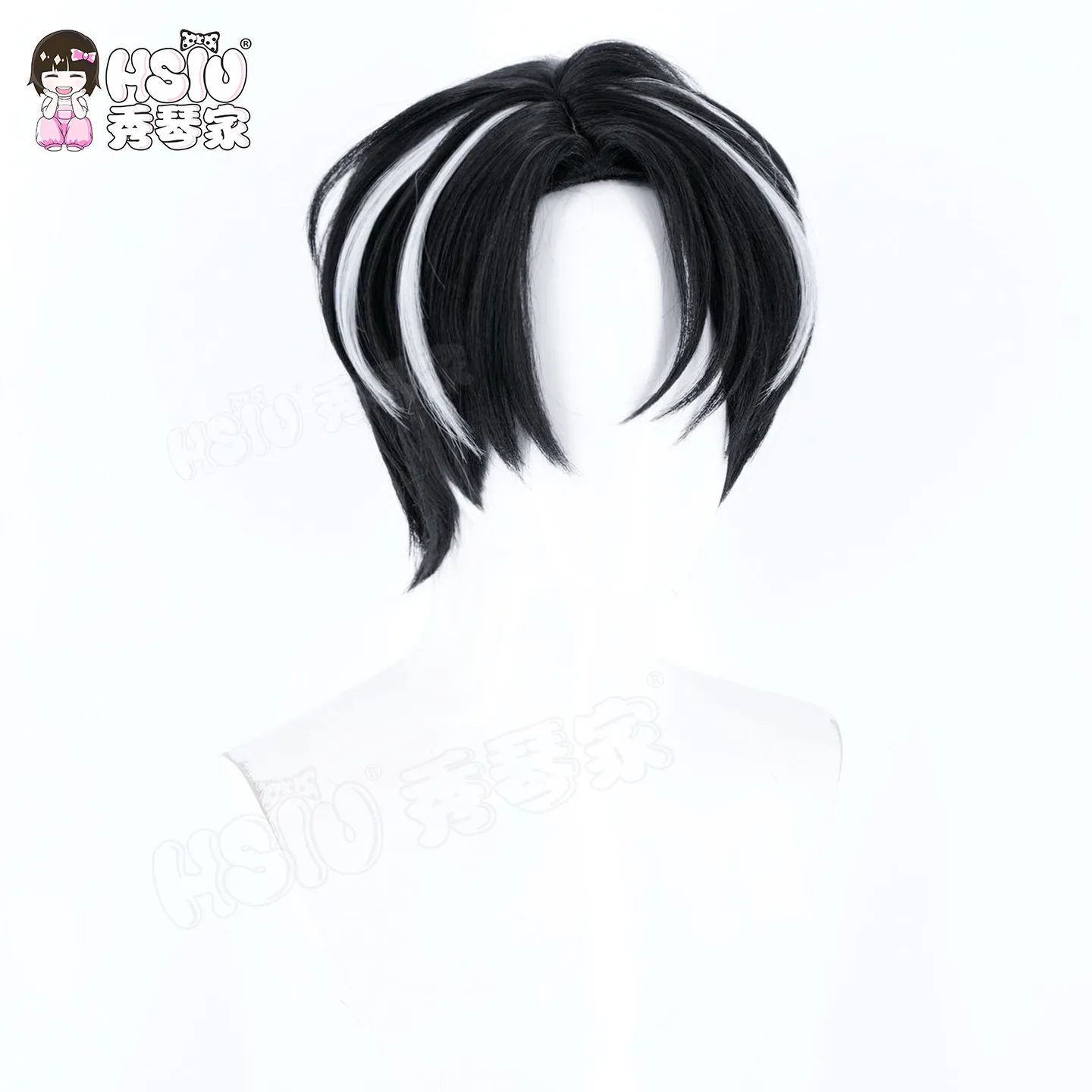 Yi Sang Cosplay Wig HSIU 30cm Black and White Blend Short Hair Heat Resistant Wig+Wig cap Game Limbus Cosplay Wig view 4