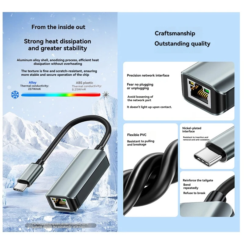 USB Ethernet Adapter 1000/100Mbps USB Lan RJ45 Ethernet Adapter Hot Sale in Stock