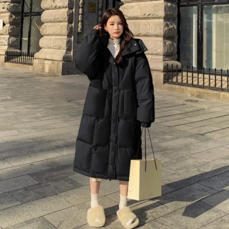 Estilo longo parkas feminino inverno espessamento mais veludo com capuz quente luz amarela linda meninas faculdade all-match casacos estilo coreano