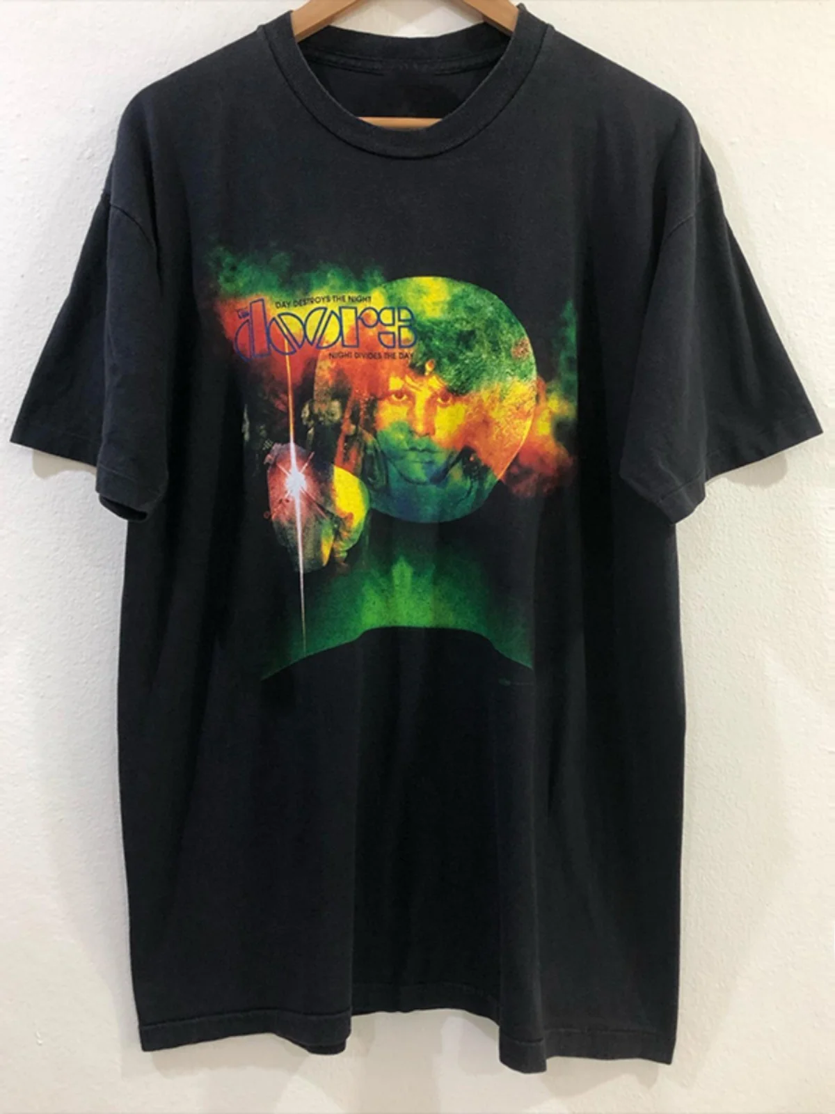 Tagkita Unisex Vintage round Neck Short Sleeve T-Shirt Cotton High Street Rock Band the Doors Band High Quality Summer Tee