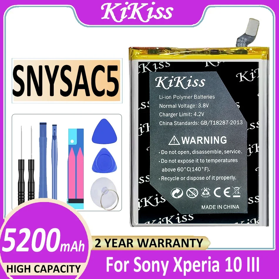 

Мощный аккумулятор KiKiss SNYSAC5 5200 мАч для Sony Xperia 10 III 10III X10III SO-52B SOG04 XQ-BT52 A102SO Bateria