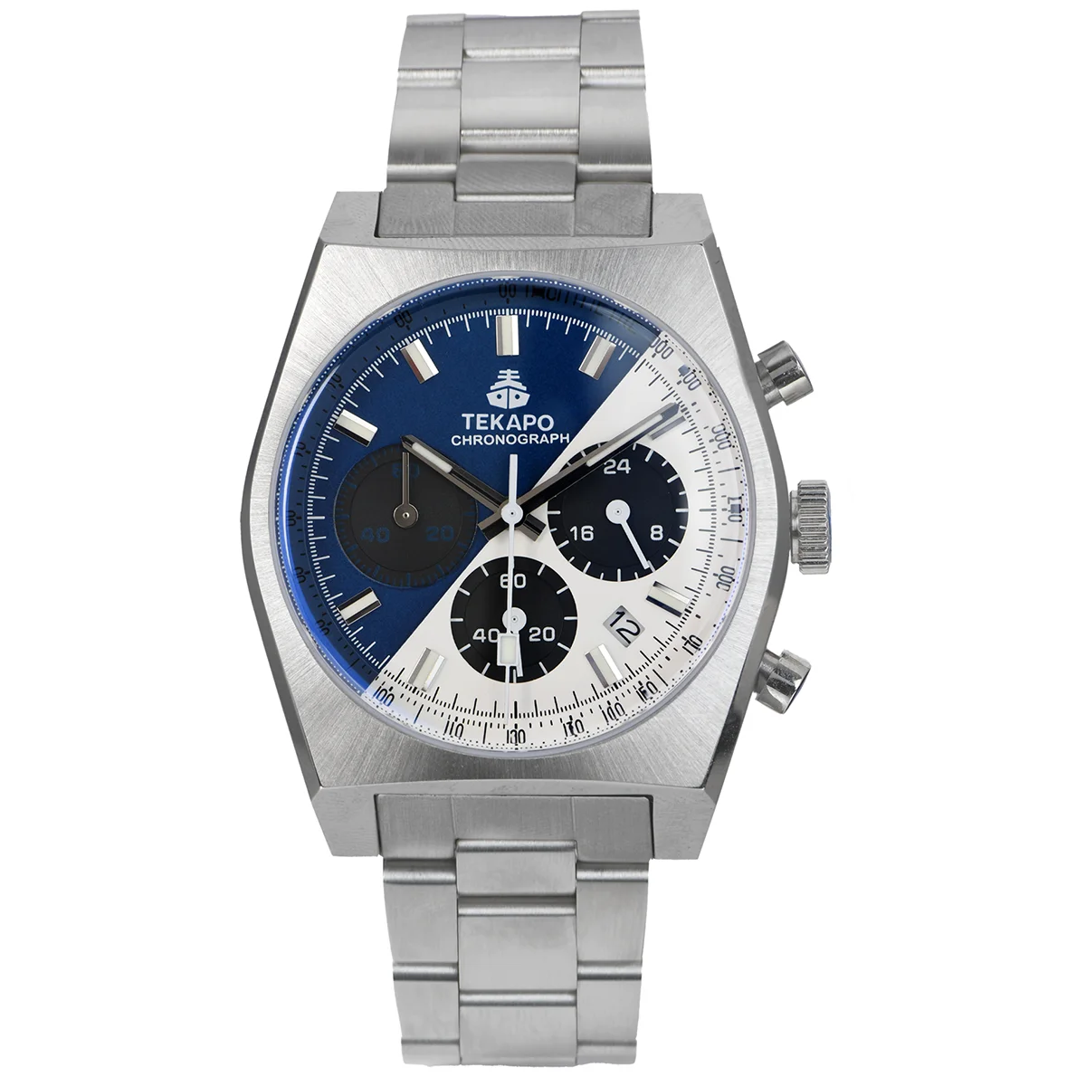 TEKAPO Mens Retro Racing Chronograph Watch VD53 Quartz Sapphire Crystal 100M Waterproof 316L Steel BGW9 Luminous 40mm