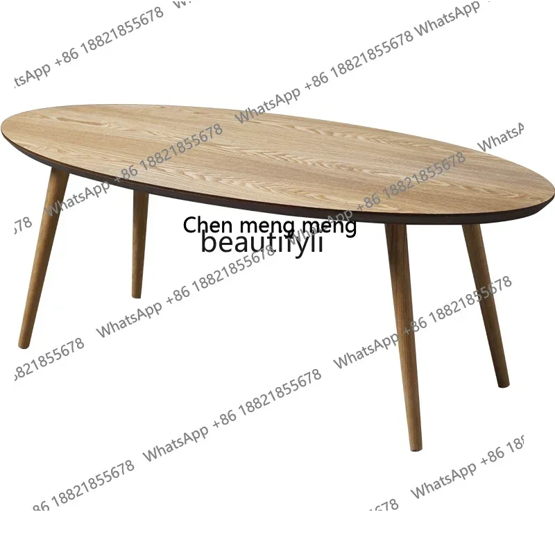 cn8350 LHY zq Nordic Solid Wood round Coffee Table Living Room Oval Creative Small Table Modern Minimalist Japanese Style Log Co
