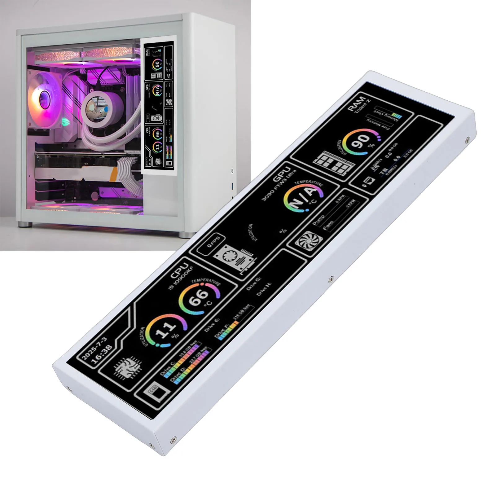 

8.8 Inch PC Temperature Display Touch Screen 1920x480 60Hz Secondary Screen with USB C Port Support for Windows System