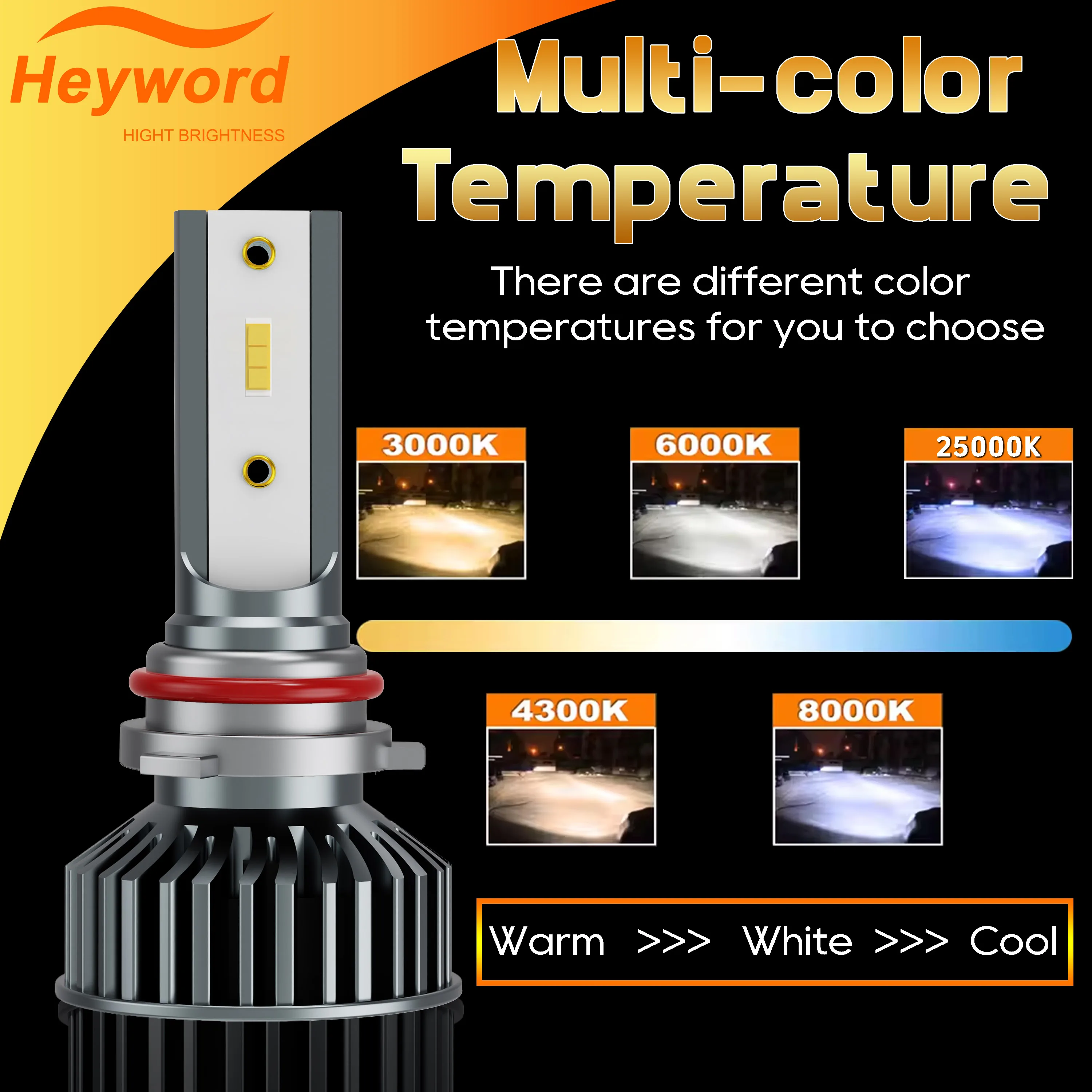 Heyword New 2pcs H11 H4 Led Headight CSP High Power Automoitve 6000K 8000K Car Led Headlights 9005 9006 H7 Headlamps