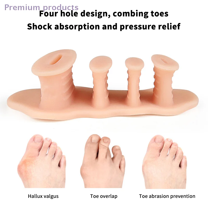 1Pair Toe Protector 4 Fori Per Borsite Correttore Materiale Morbido Gel Raddrizzatore Distanziatori Barelle Sollievo Dal Dolore Del Piede Strumento di Cura