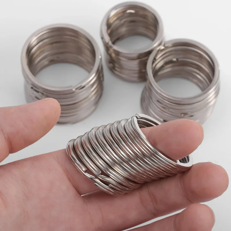 10/100pcs Stainless Steel Key Rings Sliver Round Flat Line Split Rings Keyring for Jewelry Making Keychain DIY Findings 20-35mm