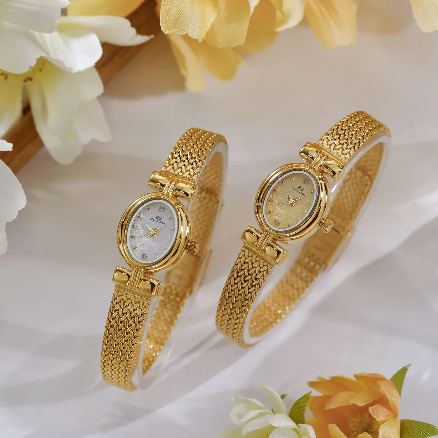 2024 Vintage Wheat Ear Strap Design Original Women\'s Watch Luxury Rhinestone Oval Steel Strip Waterproof Quartz Watch Jewelry