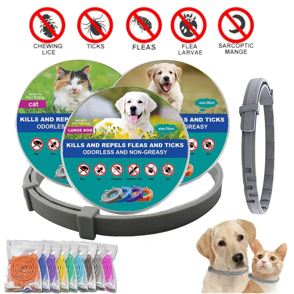 Pet Cat Dog Flea and Tick Remover Collar Anti-parasitic Necklace Adjustable Anti Flea Dog Collar for Puppy Cat Big Dog Products