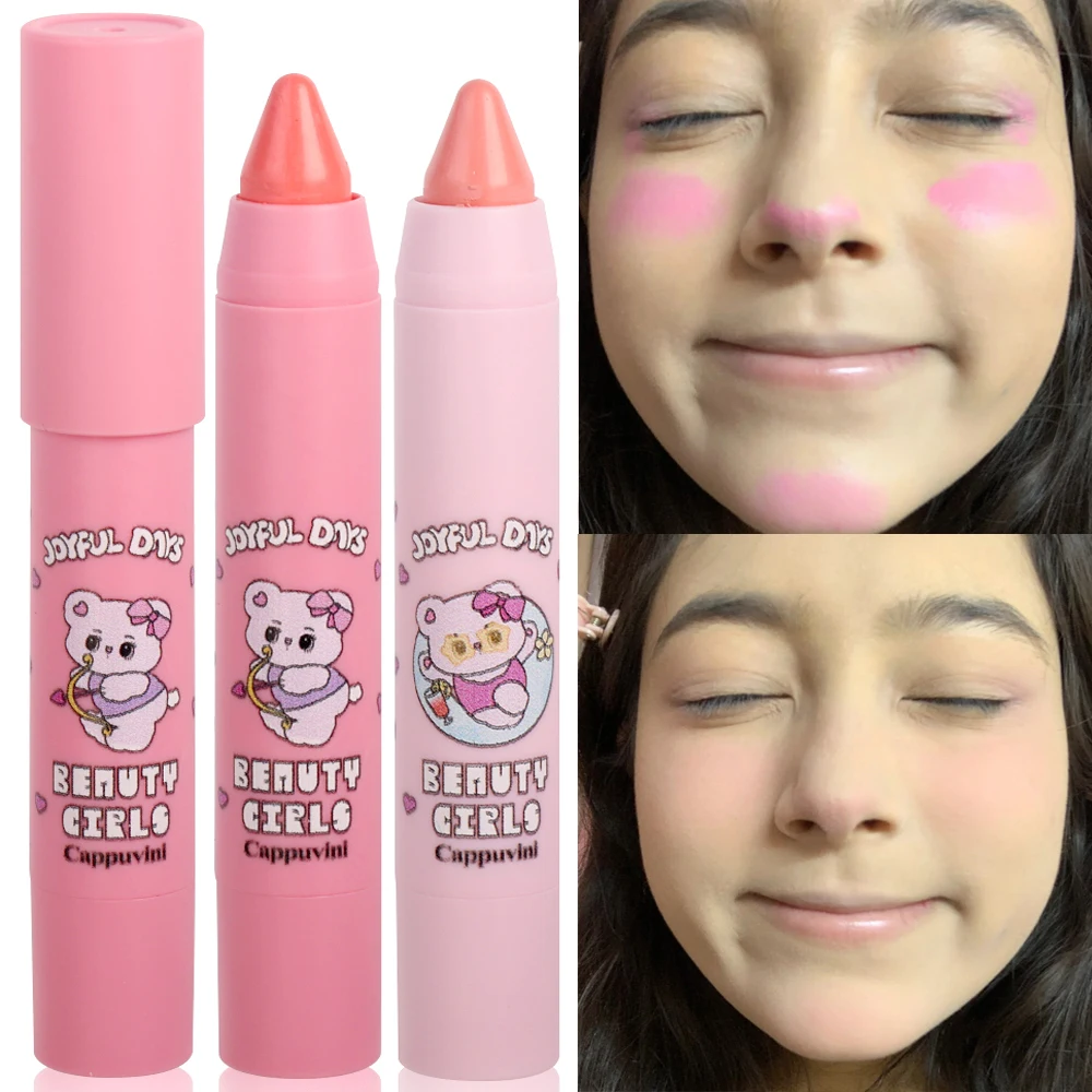 Multifunktions-Rose Rouge Stick glatte Wange Tönung monochrom nackt erröten natürliche matte rosa Aprikose Gesicht Rouge Kontur Make-up