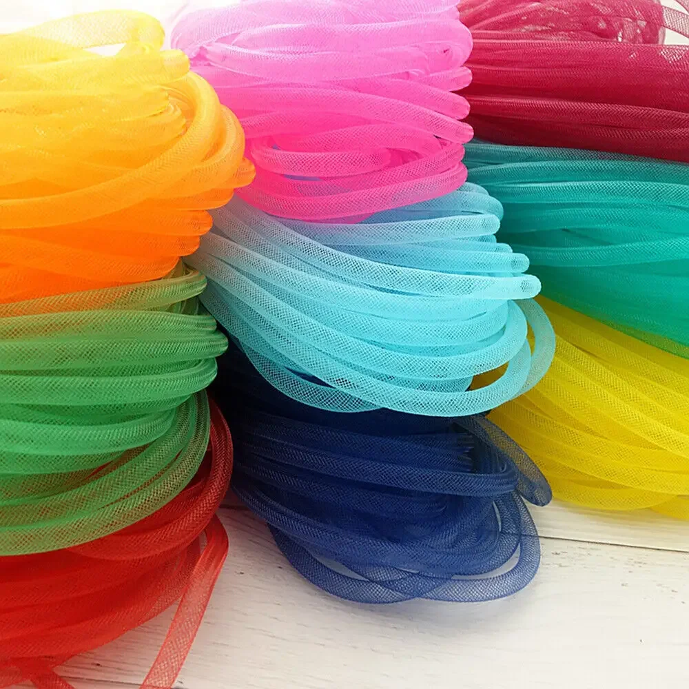 10M Mesh Tube Ribbon Tubing Hair Design Christmas Holiday Crafts Wreath Tubular Horsehair Crinoline Tube Crin Net Accessories