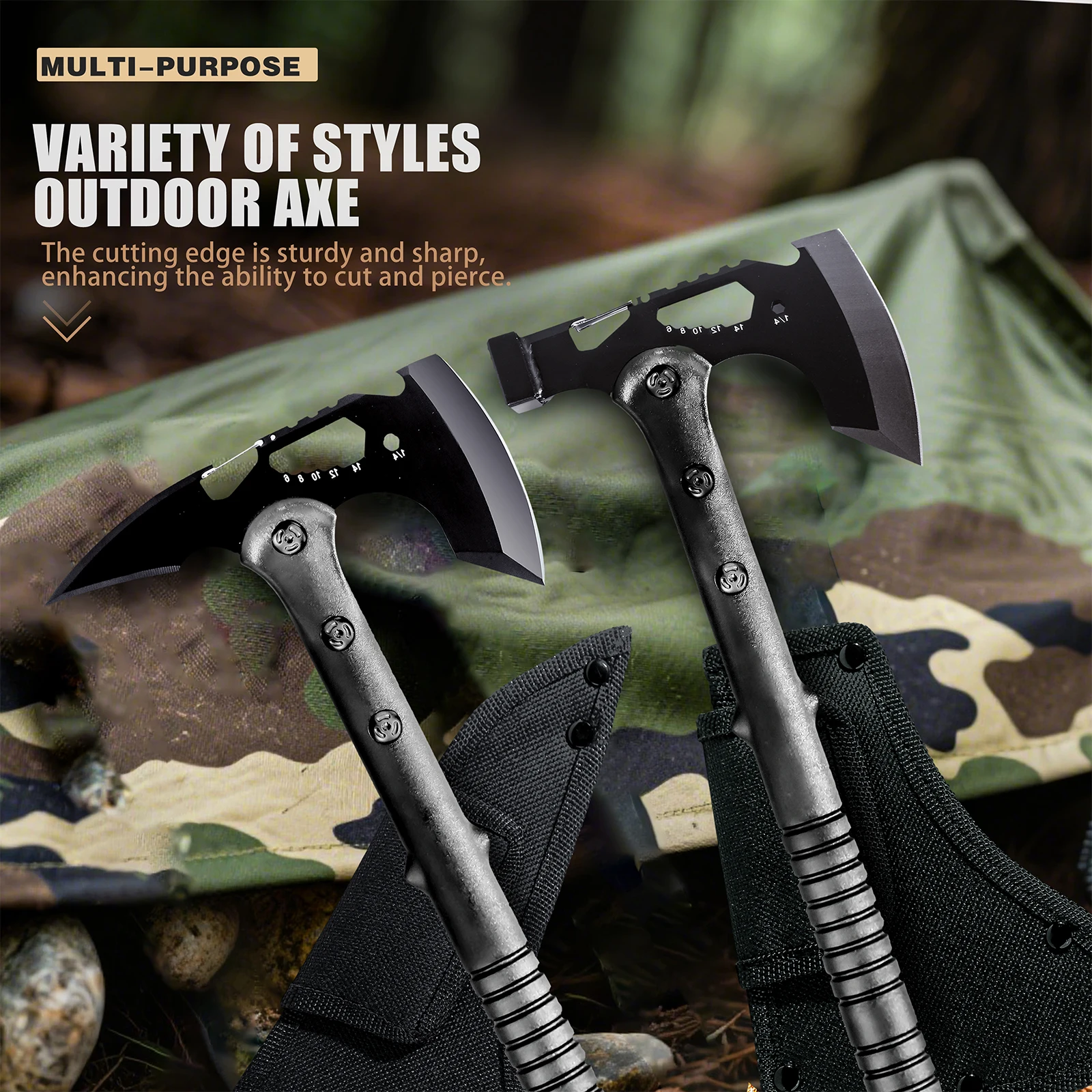 Multifunctional Outdoor Camping Hand Hatchet Two Styles Portable Wood Cutting Tool with Storage Sheath Backpacking Hiking Household Log Splitting Utility Tool Gift for Outdoor Enthusiasts