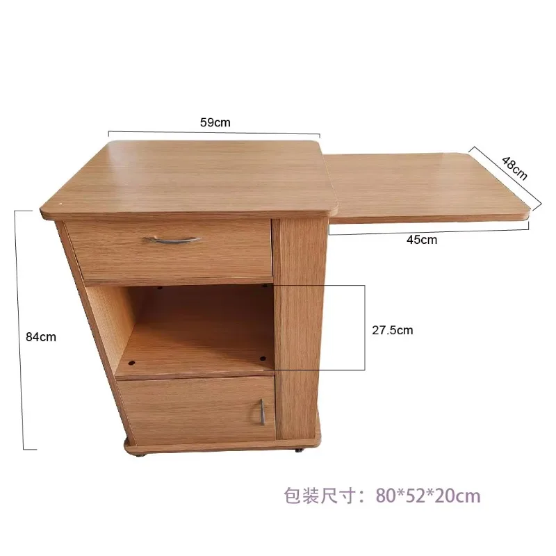 Manufacturer Customized Practical Retractable Wooden Cabinet Hospital Bedside Table Wheels Beauty Salon Ward Storage Furniture