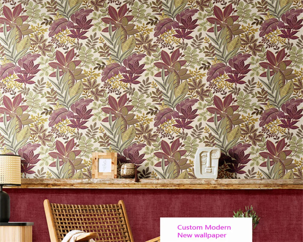 beibehang Custom Modern papier peint Vintage American Nordic Style Plant Leaves Living Room Bedroom Background Wallpaper