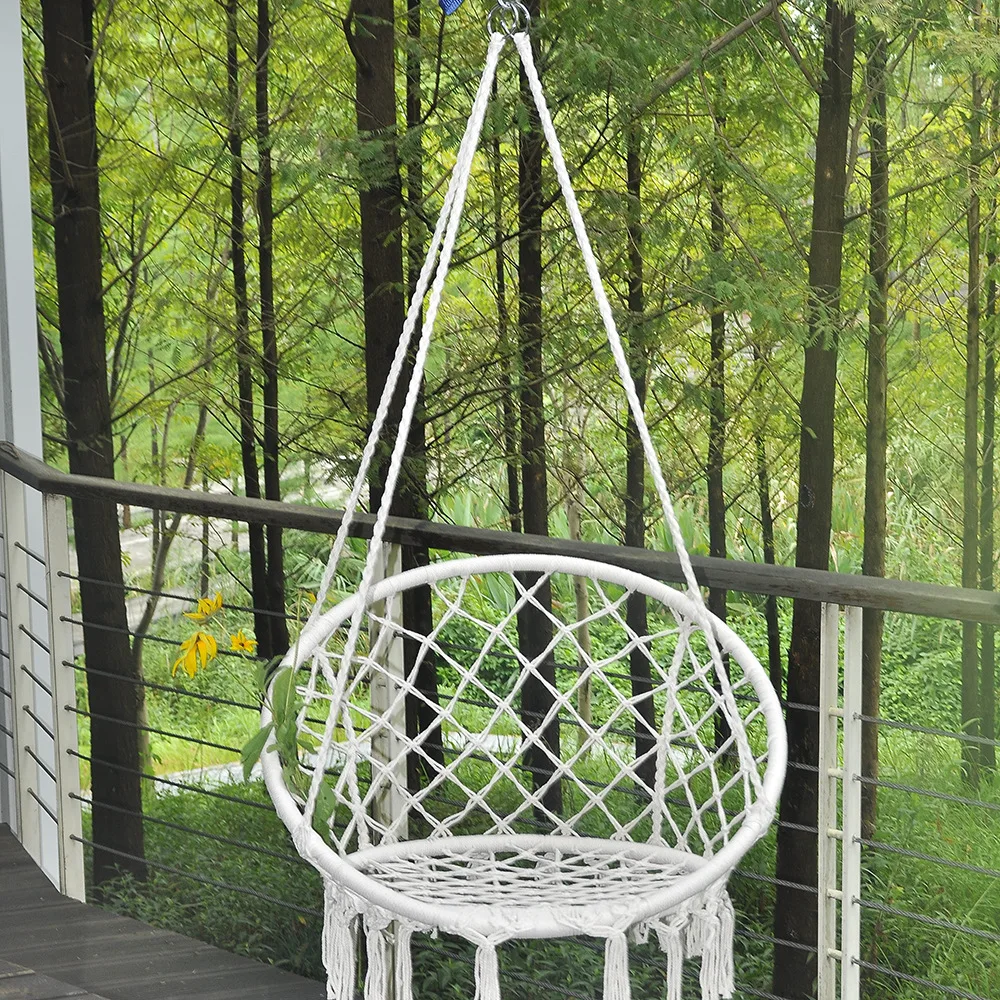 Ins wind outdoor hammock Nordic simple nappa hanging chair indoor bow big pillow hanging basket hammock