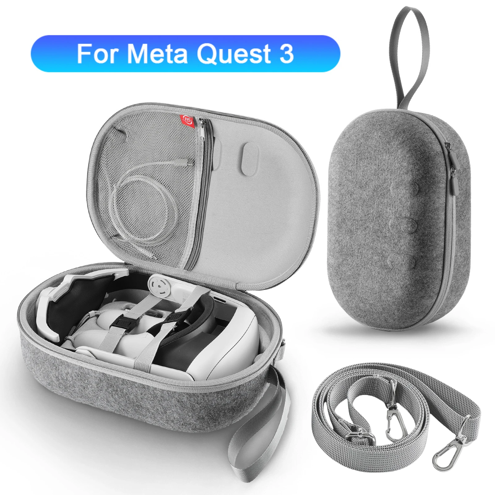 VR Bag for Meta Quest 3 VR Headset Controllers Carrying Case EVA Travel Storage Bag with Shoulder Strap for Quest 3 Accessories