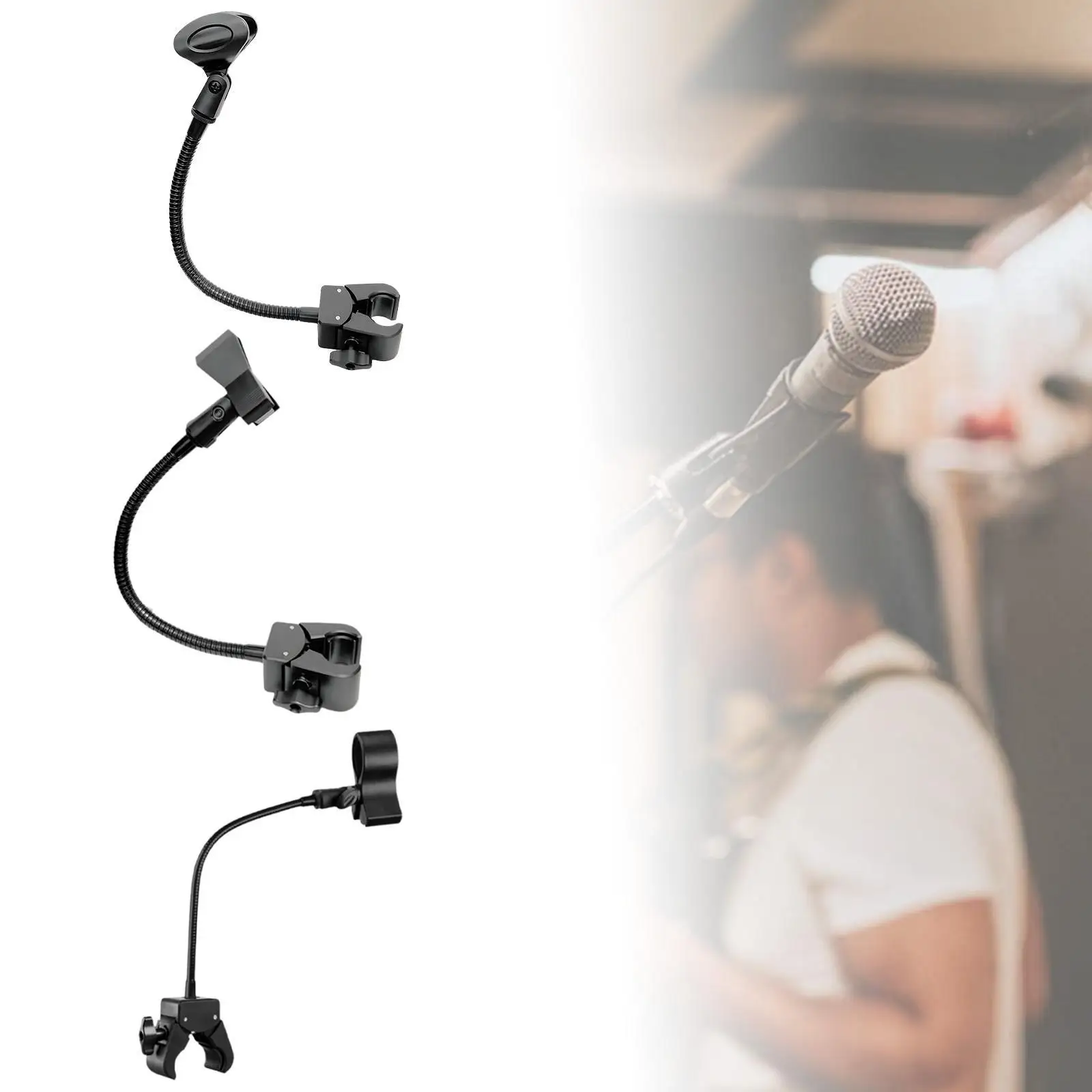

Gooseneck Mic Clip Gooseneck Microphone Holder for Indoor Bicycles Handheld Microphones Bike Handlebar Broadcasting Recording