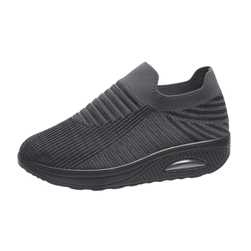 

Air Cushion Bottom Sock Sneakers for Women Breathable Mesh Slip-On Vulcanized Shoes Woman Casual Non-Slip Platform Walking Shoes