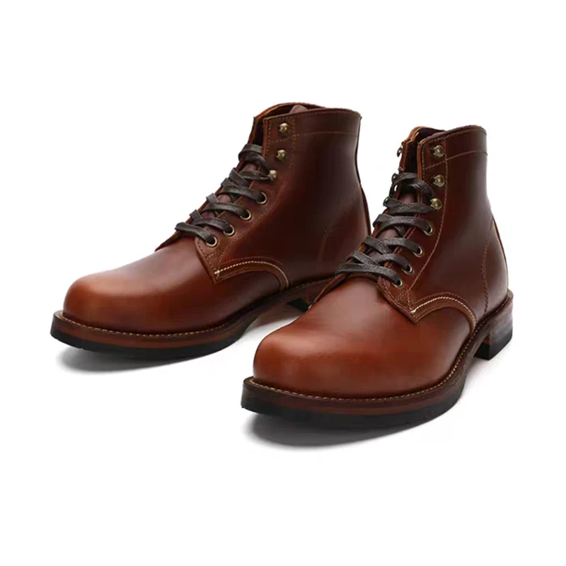 High Quality Men Ankle Boots Autumn Winter Vintage British Cow Leather Shoes Outdoor Tooling Motorcycle Boots Man