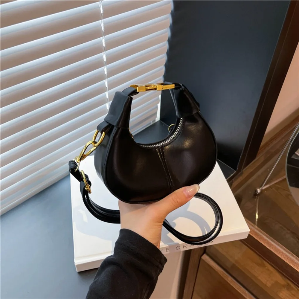 

Underarm Bag Y2K Pu Leather Handbag Minimalist Style Half-moon Crossbody Bag Zipper Coin Purses Crescent Bag Daily