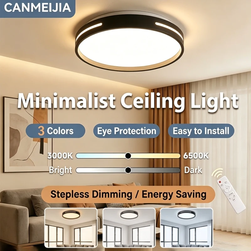 Ultra Thin LED Ceiling Light Modern 3 Color Changing Dimmable Ceiling Lamp 220V Indoor Home Lighting Fixture For Living Room