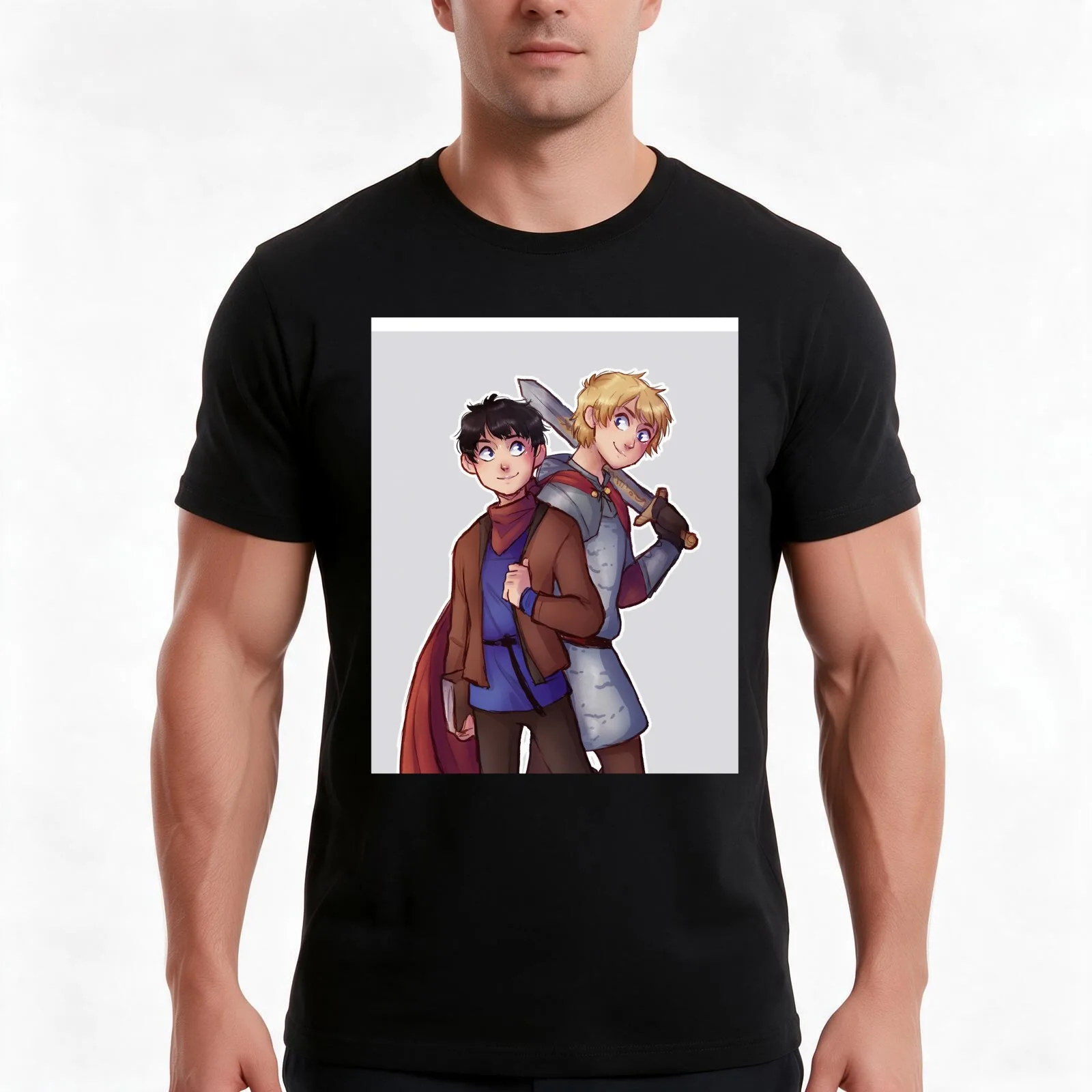 Day Gift For Bbc Merlin Gifts For Movie Fan T-Shirt, Summer Casual Cotton Tee, Oversized Streetwear Tops, Vintage Graphic Print