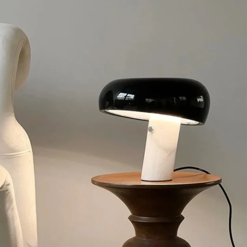 

Nordic Designer Marble LED Table Lamps Iron Art Lampshade Postmodern Bedroom Restaurant Living Room Study Mushroom Table Lights
