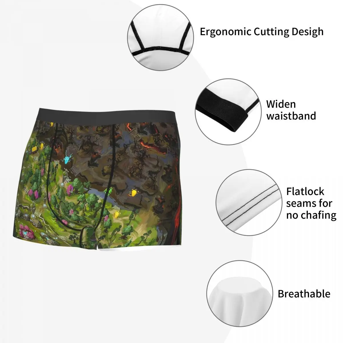 Map DOTA 2 Merch Mid Top Bottom Line Underpants Cotton Panties Male Underwear Sexy Shorts Boxer Briefs