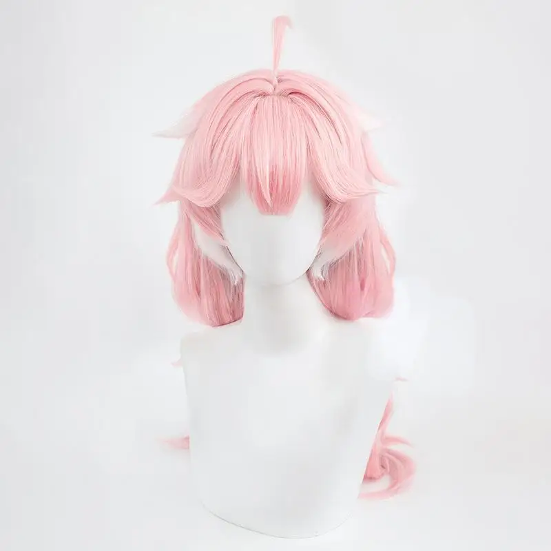 L-email wig Synthetic Hair Game Wuthering Waves Encore Cosplay Wig Pink Mixed White Color Cos Wigs For Women Heat Resistant Wig