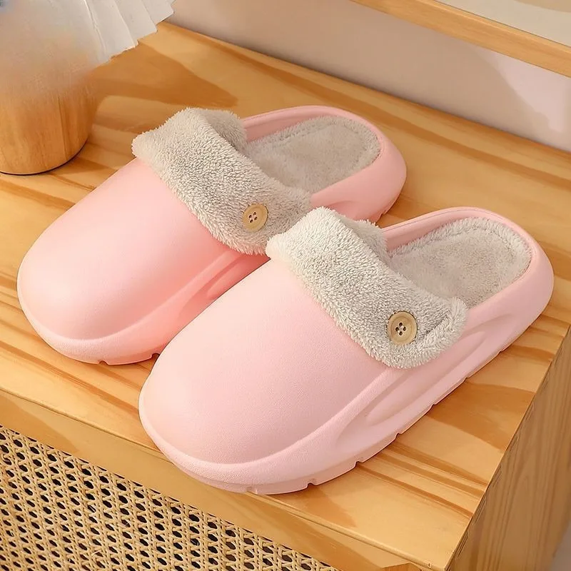 Women Cotton Slippers 2024 New Winter Water Proof Slippers Home Mute Platform Shoes Removable Insole Keep Warm Cotton Slippers