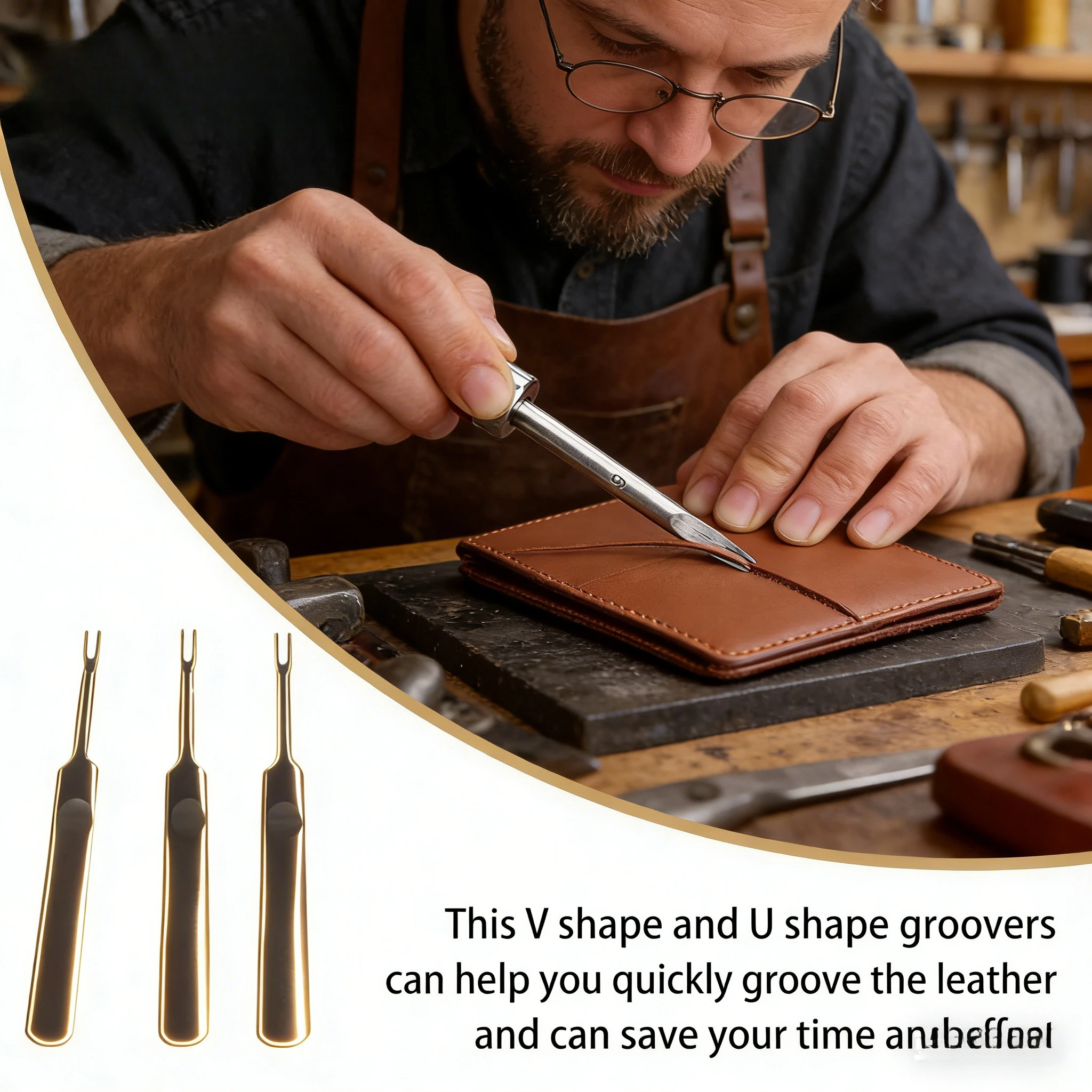 Leatherwork Edge Creaser - Набор из 3-х инструментов для работы