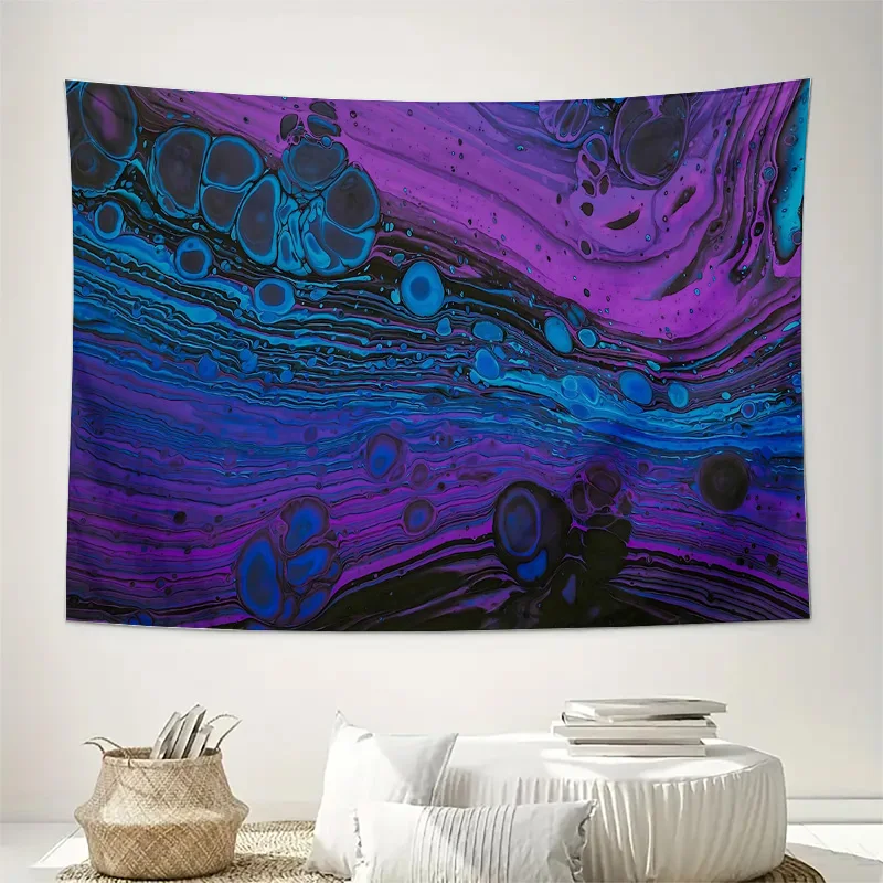 Purple Blue Abstract Fluid Art Wall Tapestry Machine Washable All Season Decor Art Print Modern Design Home Elevate Your Space