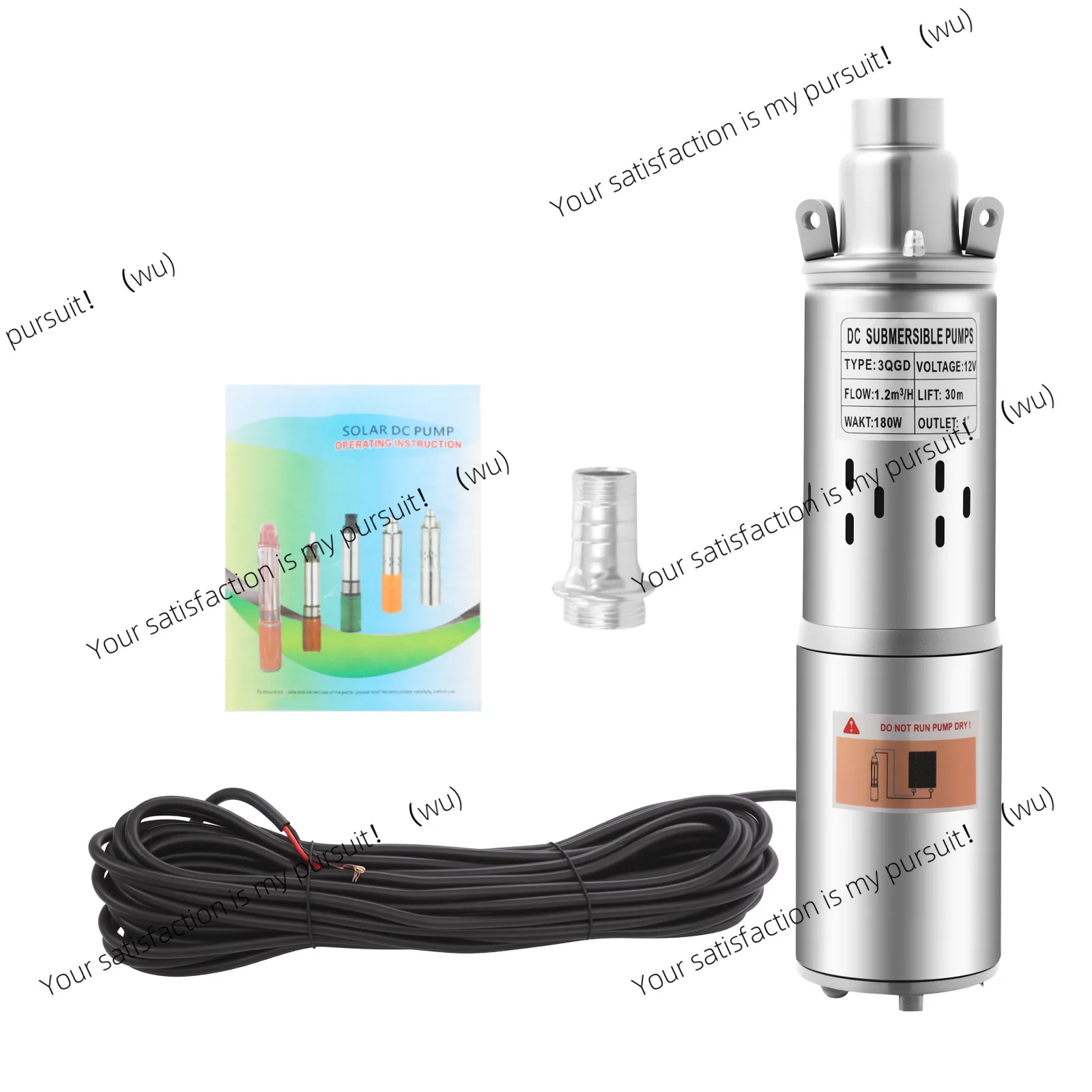 12/24V Solar Water Pump Submersible Pump Pond Irrigation Pump Deep Well 180/200W
