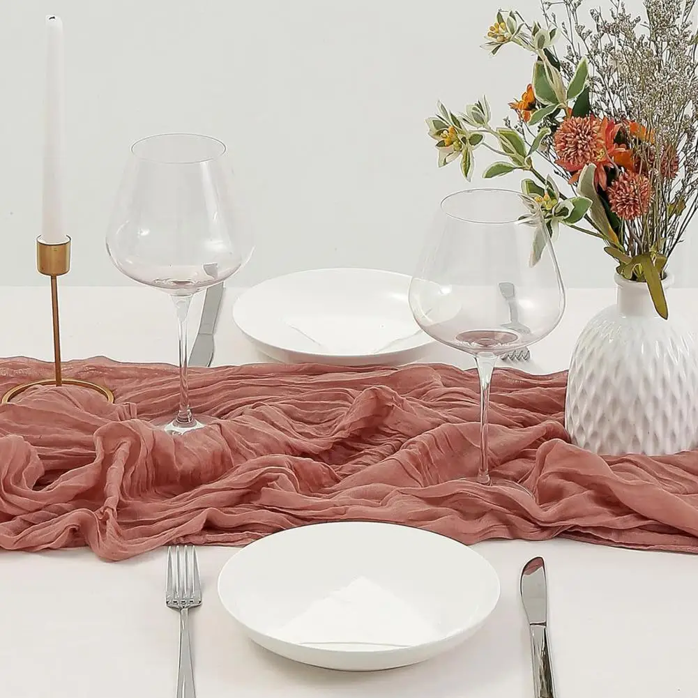 Bohemian Cheesecloth Table Runner Boho Chic Dining Room Decor Rustic Cheesecloth Table Runner Boho Wedding Party Decor Wrinkled