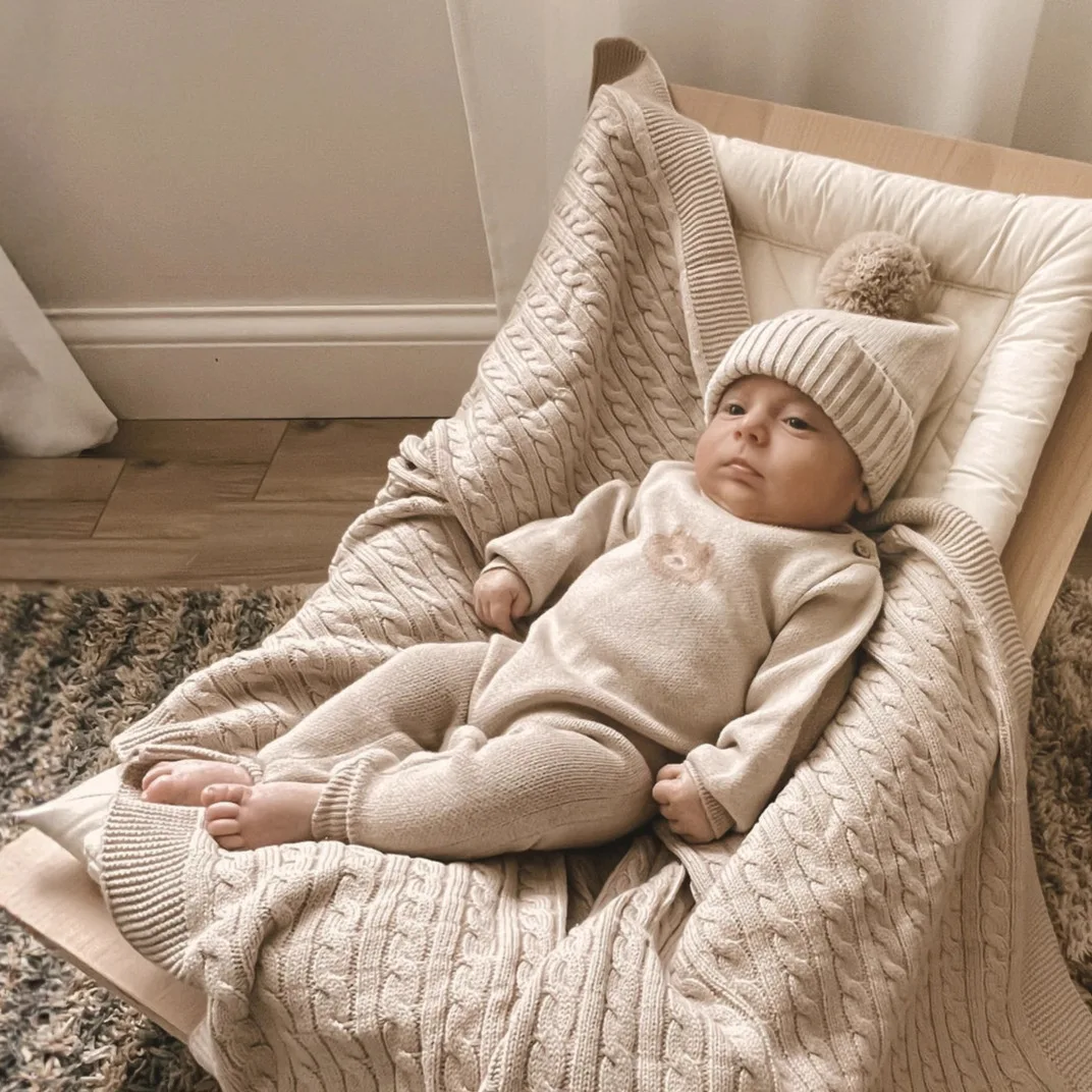 2025 Autumn New Baby Long Sleeve Knitted Romper + Hat Cotton Infant Boy Girl Bear Sweater Jumpsuit Newborn Toddler Clothes 0-24M