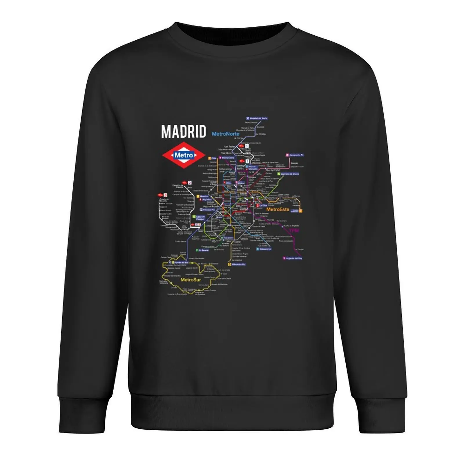 

Madrid Spain Metro Subway Train Map Spanish Language Pullover men's winter sweater men's coat tracksuit sweatshirts